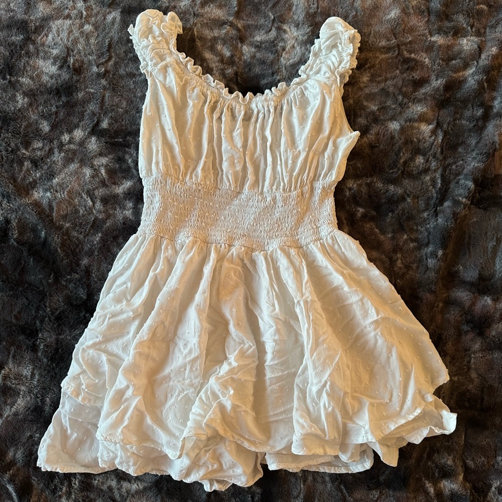 Urban Outfitters Rosie Smocked Tiered Ruffle Romper